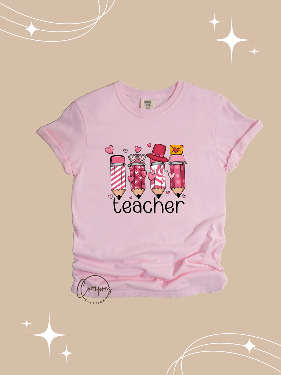 Teacher valentine pencil t-shirt