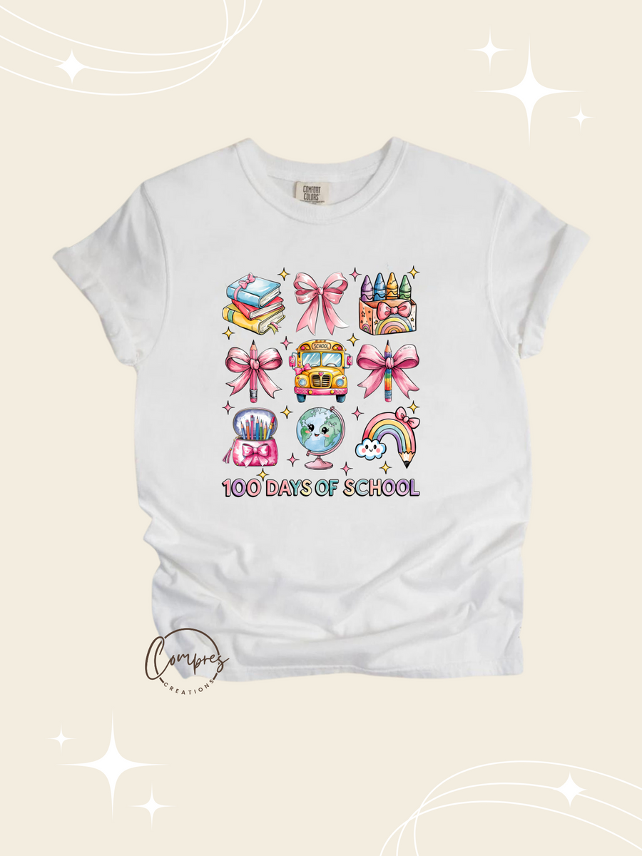 Coquette 100 days of school t-shirt