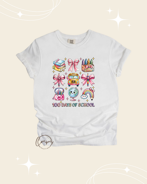 Coquette 100 days of school t-shirt