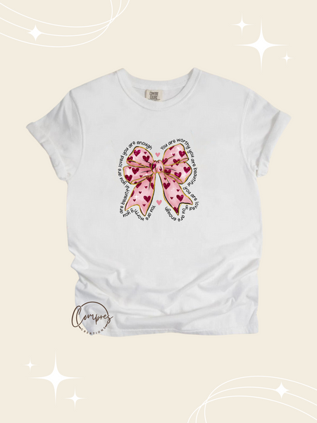 Pink valentine coquette bow t-shirt