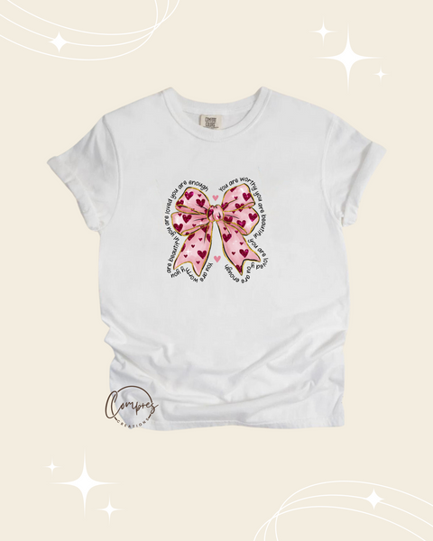 Pink valentine coquette bow t-shirt