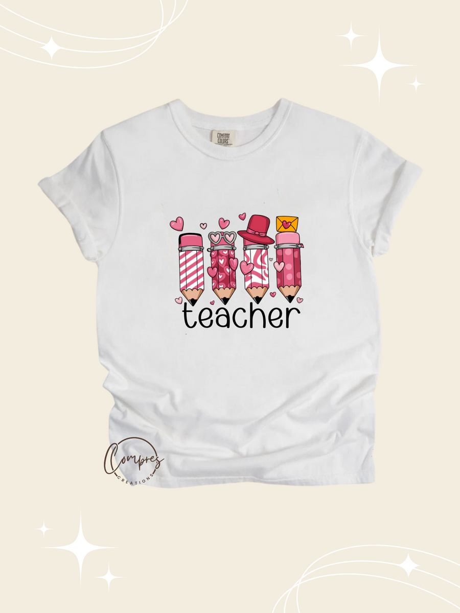 Teacher valentine pencil t-shirt