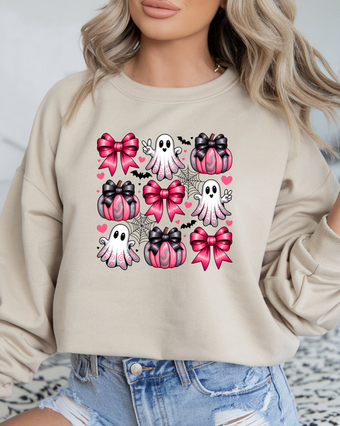 Pink bow and goes sweatshirt