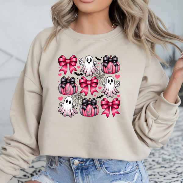 Pink bow and goes sweatshirt