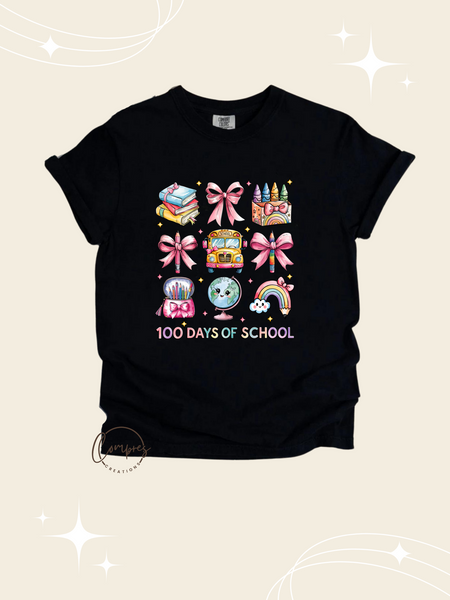 Coquette 100 days of school t-shirt