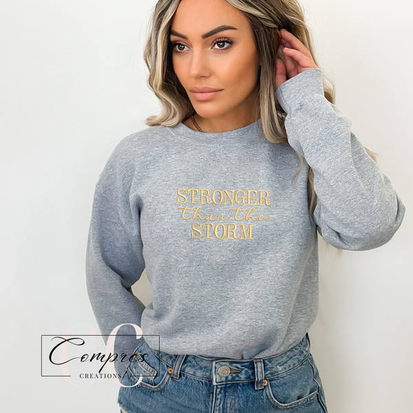 Grey Stronger Than The Storm Embroidered Sweatshirt