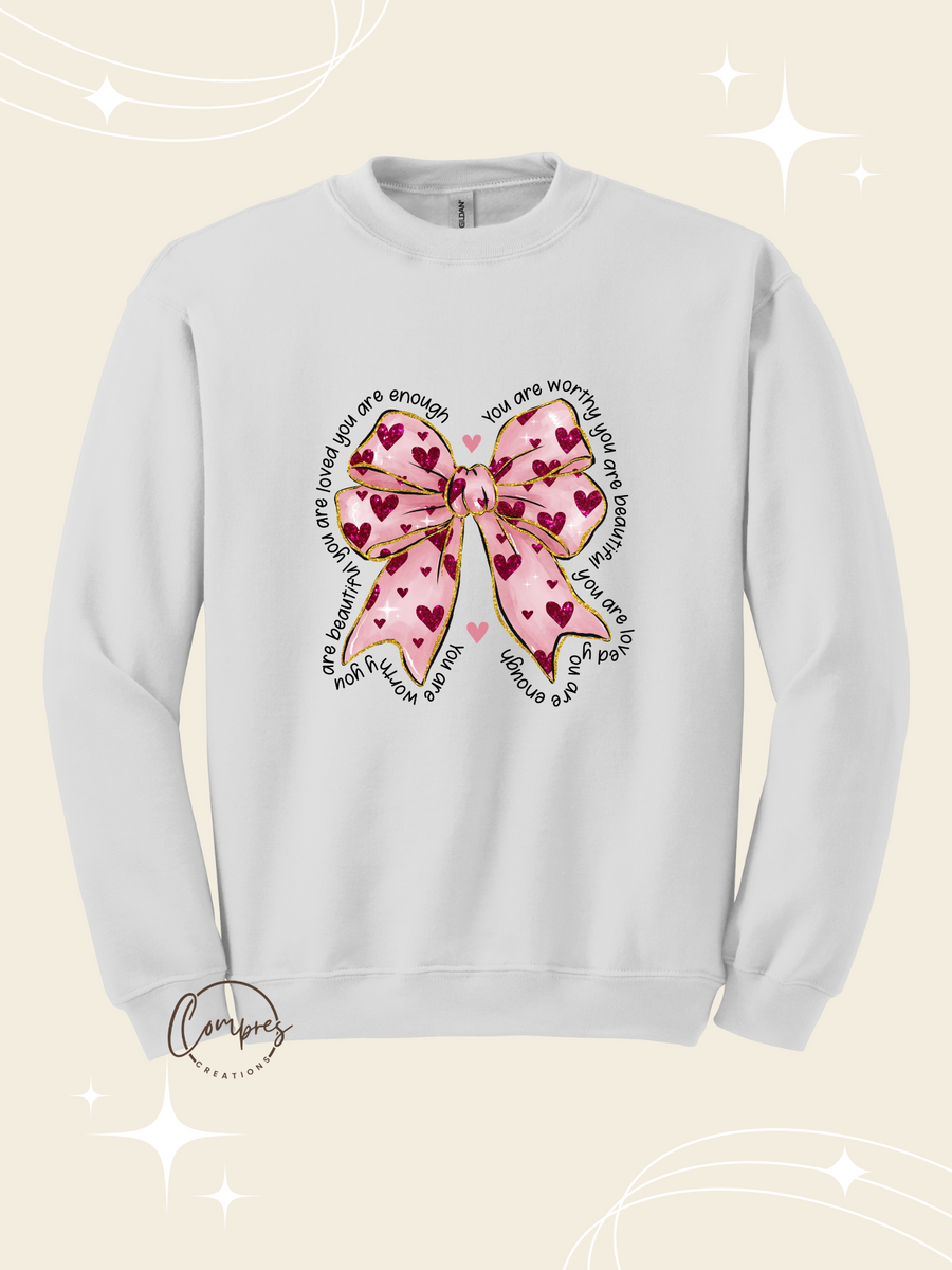 Pink valentine coquette bow Sweatshirt