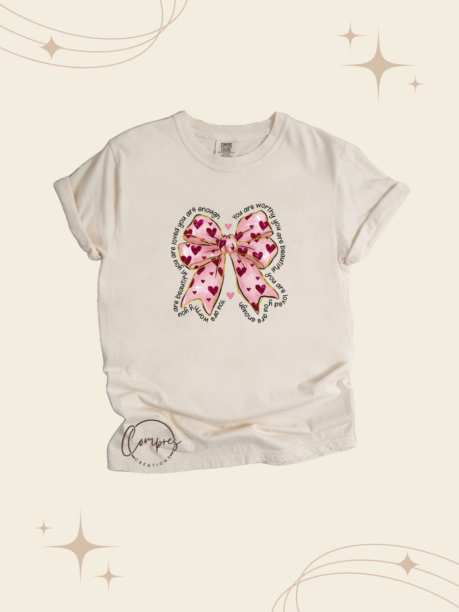 Pink valentine coquette bow t-shirt