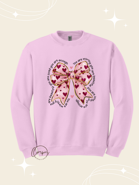 Pink valentine coquette bow Sweatshirt