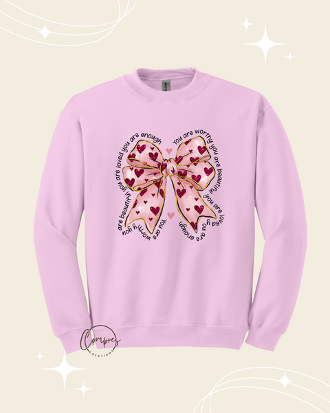 Pink valentine coquette bow Sweatshirt