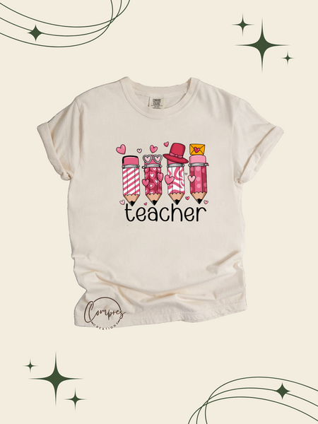 Teacher valentine pencil t-shirt