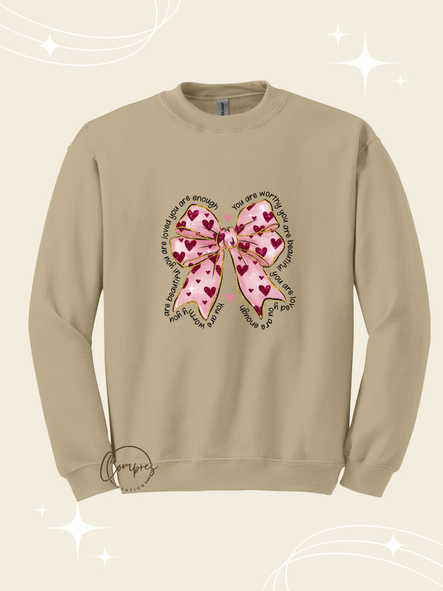 Pink valentine coquette bow Sweatshirt