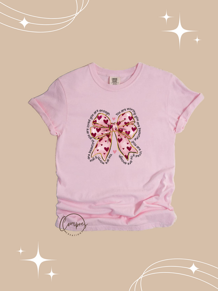 Pink valentine coquette bow t-shirt